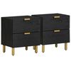 vidaXL Bedside Cabinet 2 pcs Black 40x33x46 cm Solid Wood Mango