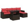 vidaXL 6 Piece Garden Sofa Set with Cushions Brown Poly Rattan Acacia