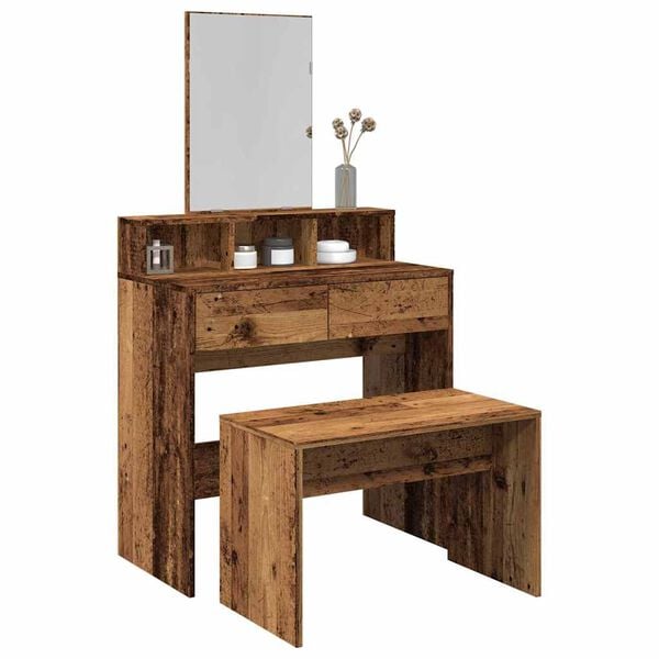 vidaXL Dressing Stool Old Wood 70x35x45 cm Engineered Wood