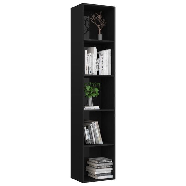 vidaXL Book Cabinet High Gloss Black 40x30x189 cm Engineered Wood