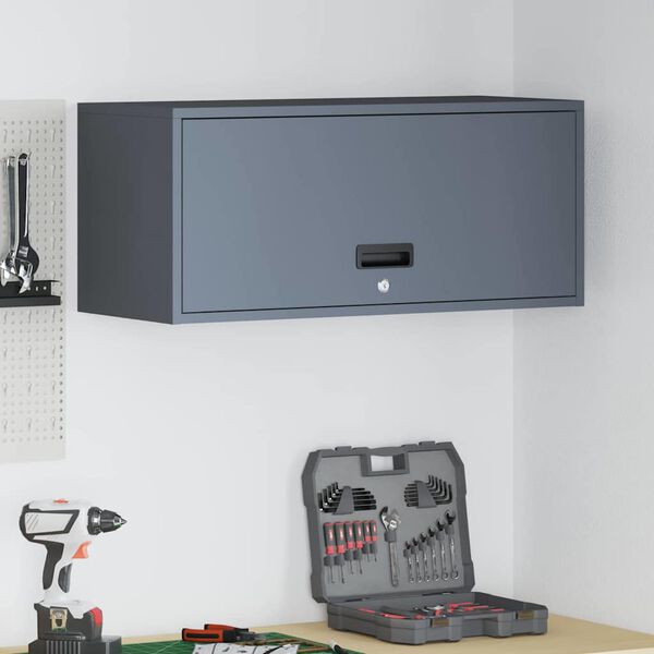 vidaXL Wall Cabinet for Garage with Gas-lift Door Anthracite