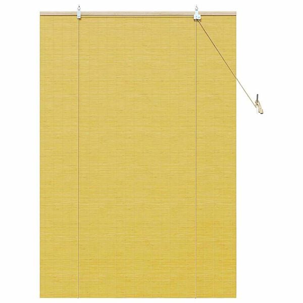 vidaXL Roller Blind with Curtains Manual Yellow 110 x 160 cm Bamboo