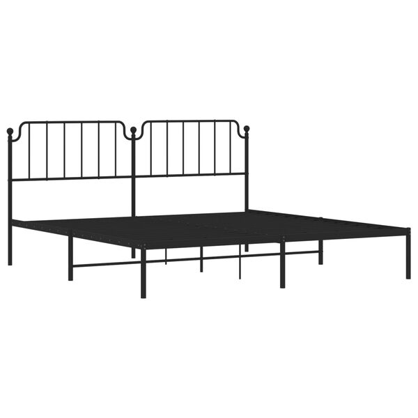 vidaXL Metal Bed Frame without Mattress with Headboard Black 200x200cm