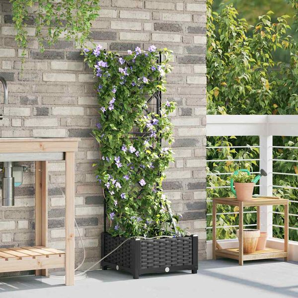 vidaXL Garden Planter Black 40 x 40 x 126 cm Steel
