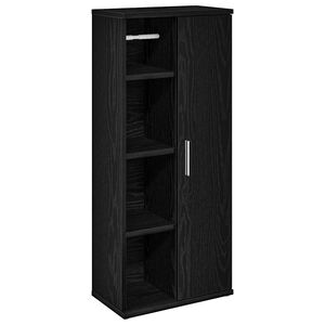 vidaXL Bathroom Cabinet with Roll Holder Black 39x22x90 cm