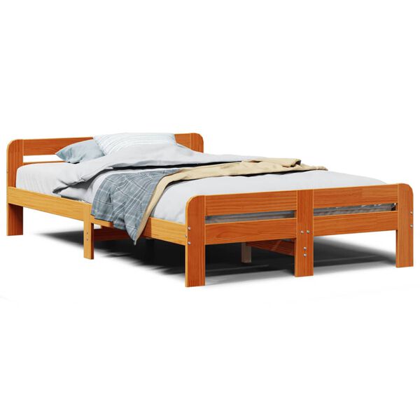 vidaXL Bed Frame without Mattress Wax Brown 120x190 cm Small Double Solid Wood Pine