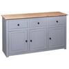 vidaXL Sideboard Grey 135x40x80 cm Solid Pinewood Panama Range