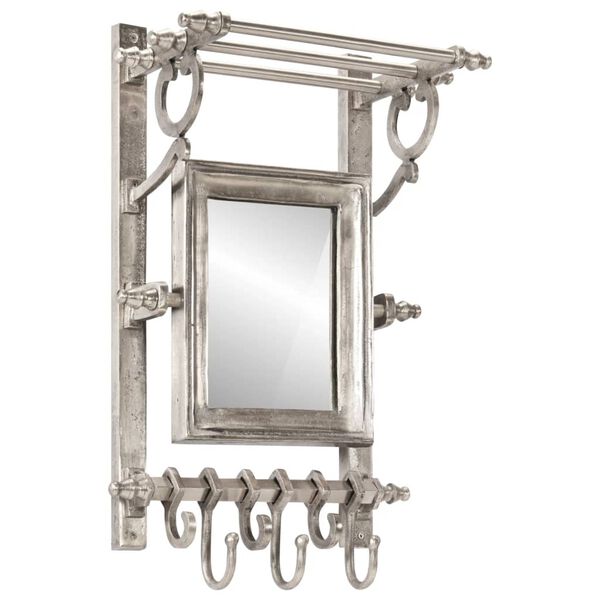 vidaXL Luggage Rack with Coat Hangers Wall Mounted Aluminium