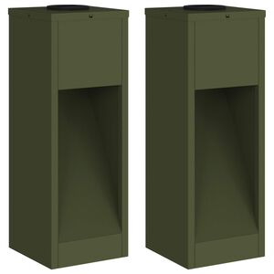 vidaXL Solar Led Pathway Light 2 pcs Olive Green Cold Rolled Steel