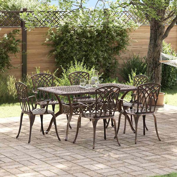 vidaXL Garden Dining Set 7 pcs Bronze Aluminium