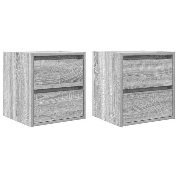 vidaXL Wall-mounted Bedside Cabinets 2 pcs Grey Sonoma 38x34x40 cm