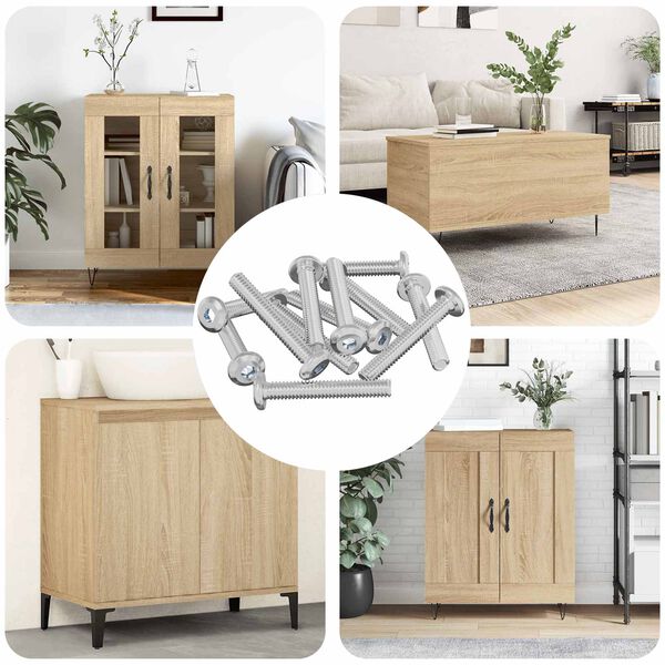 vidaXL Lock Screw Plain 12 pcs Silver M6 x 35 mm Steel