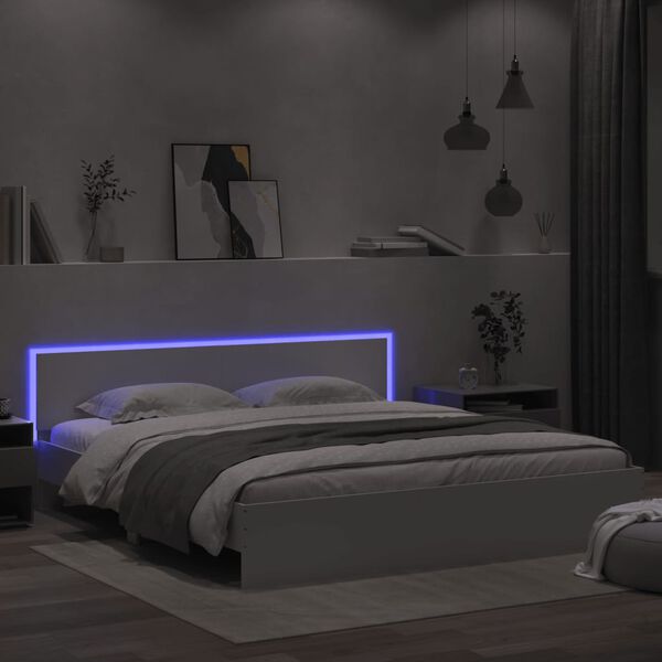 vidaXL Bed Frame with LED without Mattress White 200x200 cm