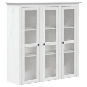 vidaXL Cabinet with Glass Doors BODO White Solid Wood Pine