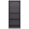 vidaXL 4-Tier Book Cabinet High Gloss Grey 60x24x142 cm Engineered Wood