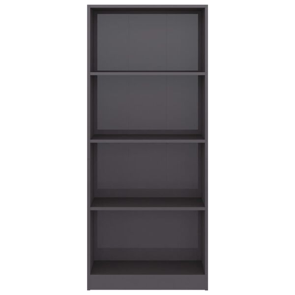 vidaXL 4-Tier Book Cabinet High Gloss Grey 60x24x142 cm Engineered Wood
