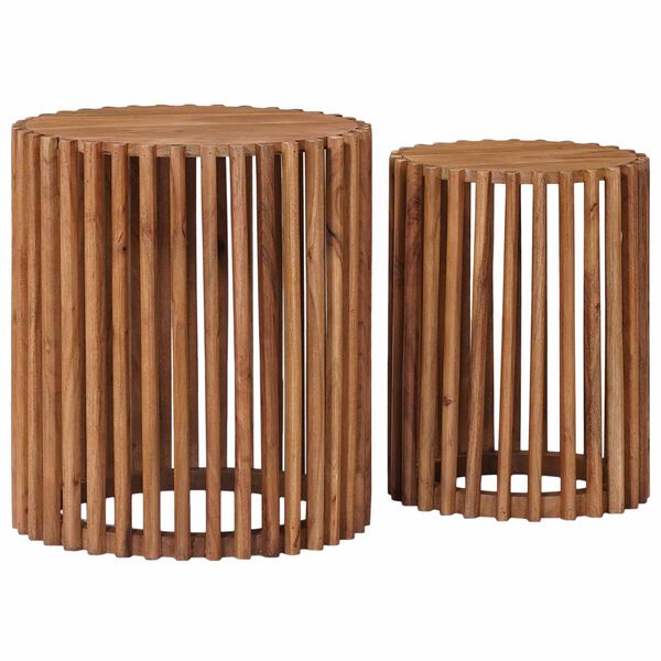 vidaXL Side Table Set with Storage with Door Brown 40 x 40 x 45 cm