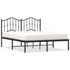 vidaXL Metal Bed Frame without Mattress with Headboard Black 135x190cm