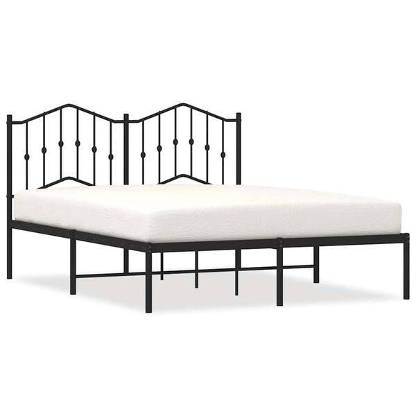 vidaXL Metal Bed Frame without Mattress with Headboard Black 135x190cm
