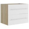 vidaXL 2 Piece Bathroom Furniture Set White and Sonoma Oak Engineered Wood