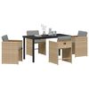 vidaXL Garden Dining Set with Cushion 5 pcs Beige Poly Rattan