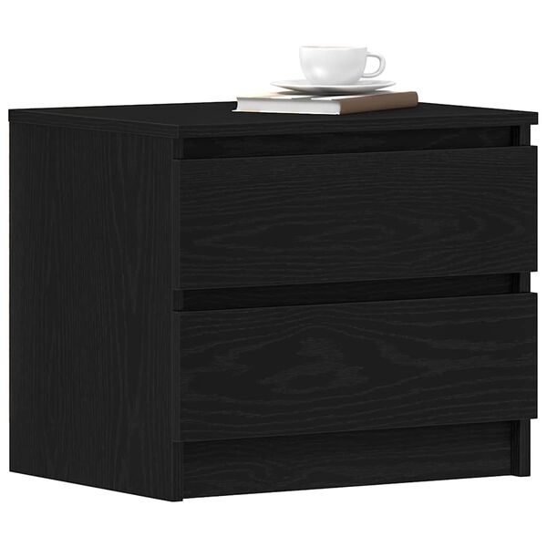 vidaXL Bedside Cabinet Black Oak 50 x 40 x 43.5 cm Engineered Wood
