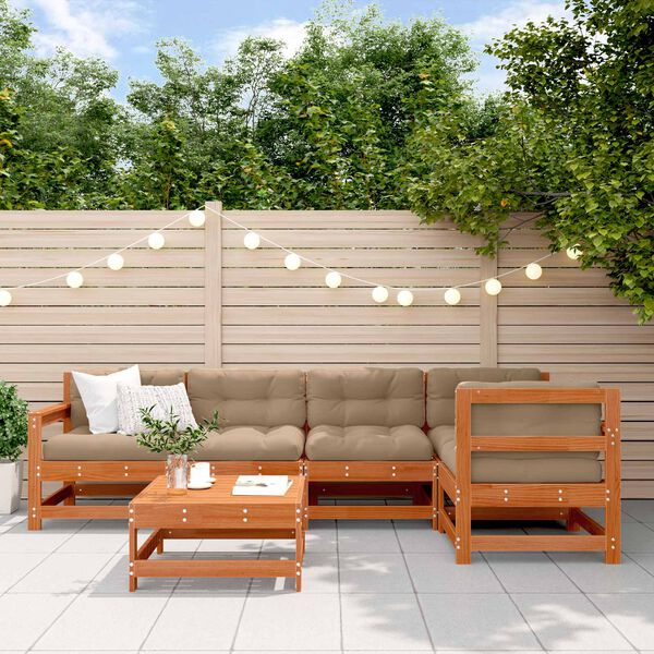 vidaXL Garden Lounge Set 7 pcs Wax Brown Solid Pine Wood
