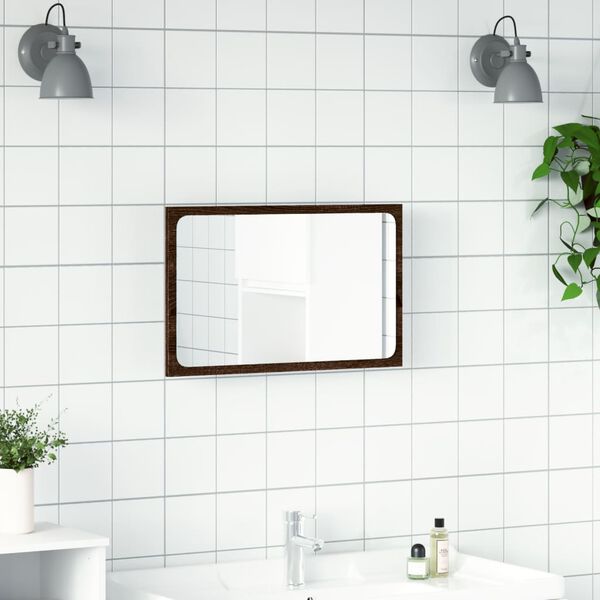 vidaXL LED Bathroom Mirror Brown Oak 60x8.5x38 cm Engineered Wood