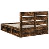 vidaXL Bed Frame Smoked Oak 140 x 190 cm Solid Pine Wood