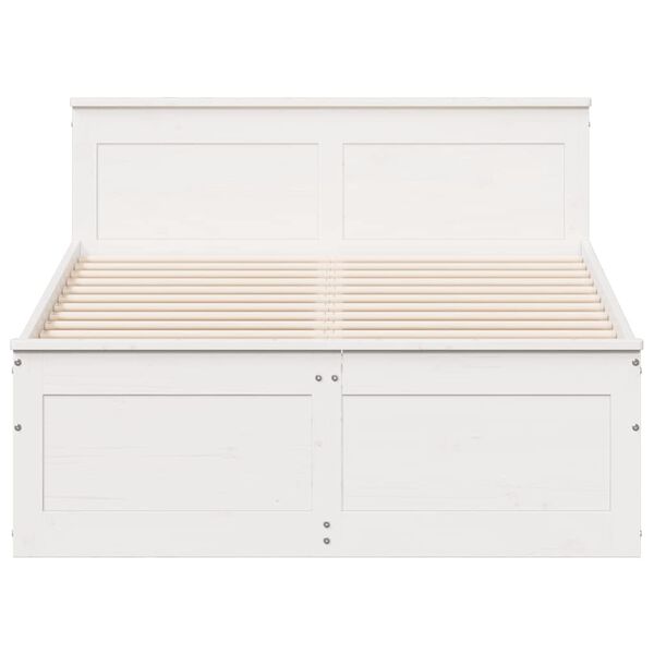 vidaXL Bed Frame without Mattress with Headboard White 120x190 cm Small Double Solid Wood Pine