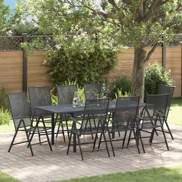 vidaXL Garden Dining Set 9 pcs Steel