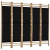 vidaXL Folding 5-Panel Room Divider 200 cm Bamboo and Canvas