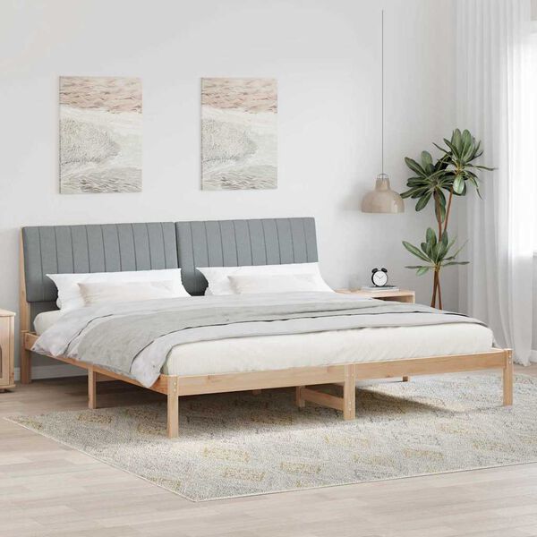 vidaXL Bed Frame with Headboard Brown 200 x 200 cm Solid Pine Wood