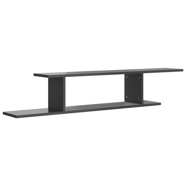 vidaXL Wall-Mounted TV Shelf High Gloss Grey 125x18x23 cm Engineered Wood
