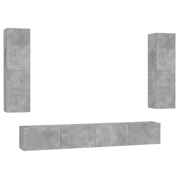 vidaXL 4 Piece TV Cabinet Set Concrete Grey Engineered Wood