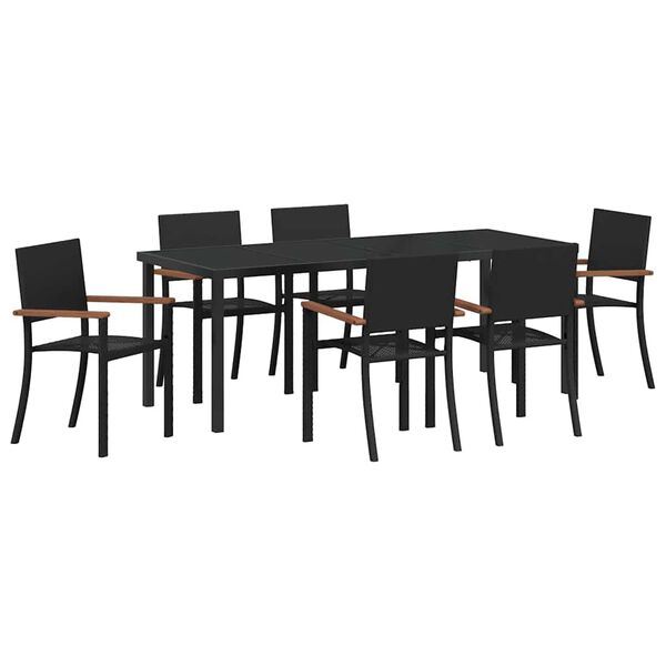 vidaXL Garden Dining Set 7 pcs Black Powder-Coated Steel
