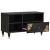 vidaXL TV Cabinet with Drawer Black 80 x 33 x 46 cm Solid Mango Wood