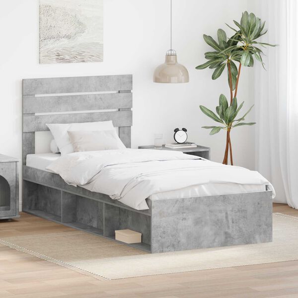vidaXL Bed Frame Concerte Grey 100 x 200 cm Solid Pine Wood