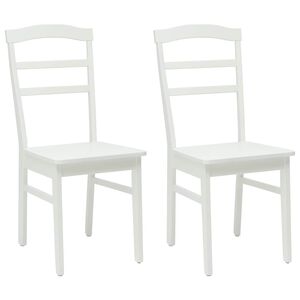 vidaXL Dining Chair 2 pcs White Solid Rubber Wood