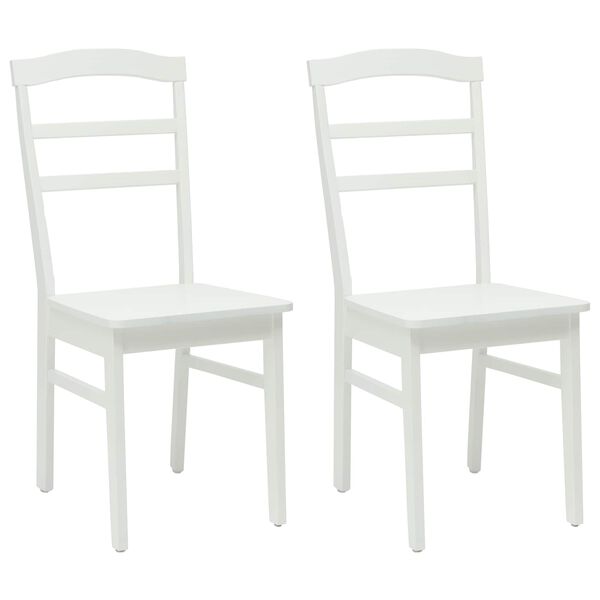 vidaXL Dining Chair 2 pcs White Solid Rubber Wood