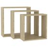 vidaXL Wall Cube Shelves 3 pcs Sonoma Oak