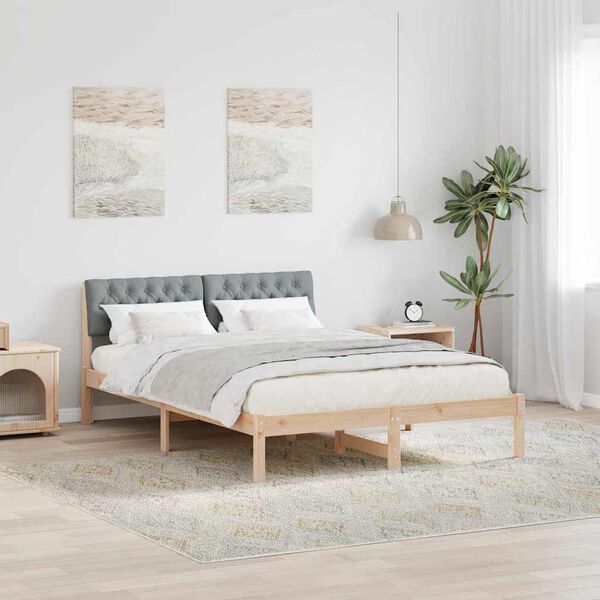 vidaXL Bed frame Brown and light grey 140 x 200 cm Solid pine wood