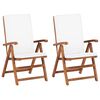 vidaXL Reclining Garden Chairs with Cushions 2 pcs Solid Teak Wood Cream