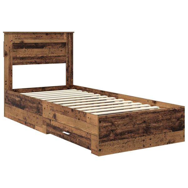 vidaXL Bed Frame with Headboard Old Wood 90 x 190 cm Engineered Wood