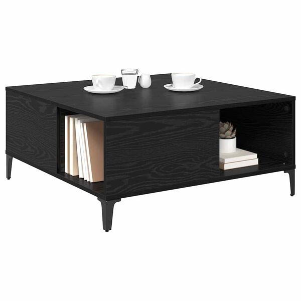 vidaXL Coffee Table Black Oak 80 x 80 x 36.5 cm Engineered Wood