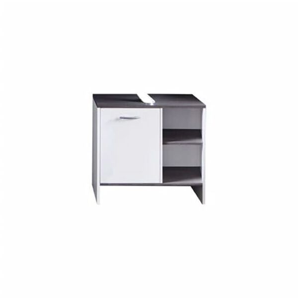 Trendteam Sink Vanity Unit with 1 Door SanDiego White and Smokey Silver