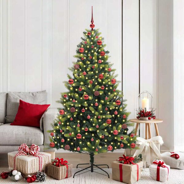 vidaXL Artificial Hinged Christmas Tree 300 LEDs Green 180 cm