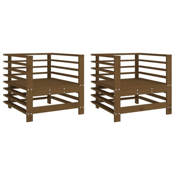 vidaXL Garden Chairs 2 pcs Honey Brown Solid Wood Pine