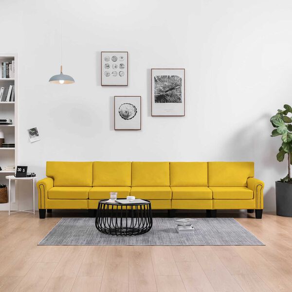 vidaXL Sofa Yellow 5-Seater Fabric