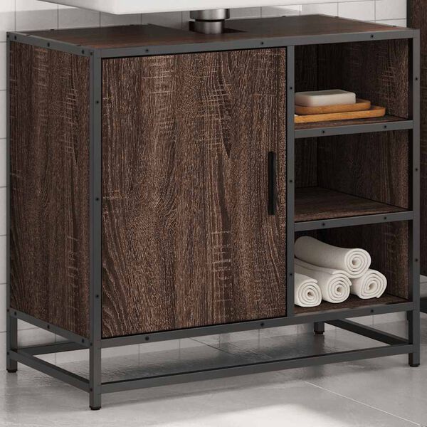 vidaXL Bathroom Sink Cabinet Brown Oak 65x33x60 cm Engineered Wood